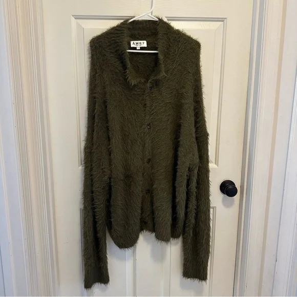 AWET New York MAKE CARDIGAN Forest Green Size Large - Picture 3 of 8